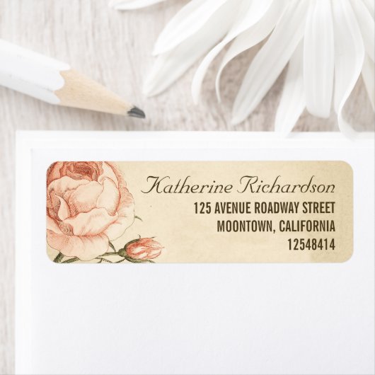 roze rozen bruiloft adresetiketten etiket (Insitu)