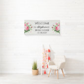 Roze Rozen Bruiloft Bridal Shower Spandoek (Insitu)