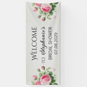Roze Rozen Bruiloft Bridal Shower Spandoek (Verticaal)
