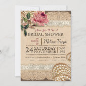  roze rozen bruiloft douche uitnodigingen (Voorkant)