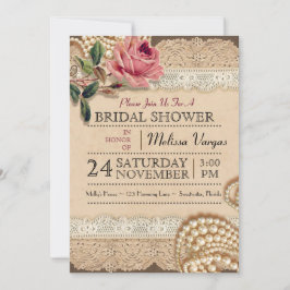  roze rozen bruiloft douche uitnodigingen