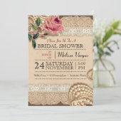  roze rozen bruiloft douche uitnodigingen (Staand voorkant)