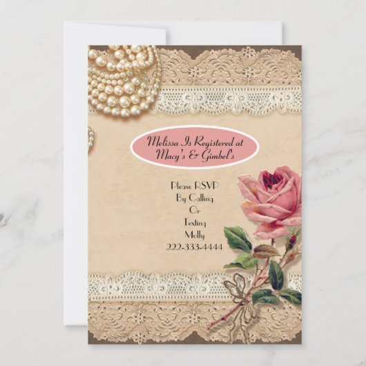  roze rozen bruiloft douche uitnodigingen (Achterkant)