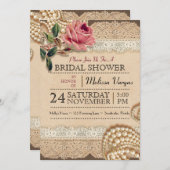  roze rozen bruiloft douche uitnodigingen (Voorkant / Achterkant)