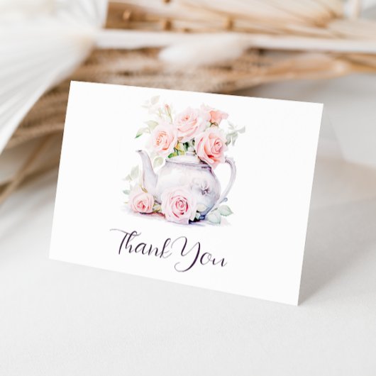 Roze Rozen Bruiloft Elegant Bedankkaart