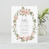 Roze Rozen Bruiloft Feest Kaart (Staand voorkant)