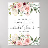 Roze Rozen Bruiloft Feest Welkom Bord Poster (Voorkant)