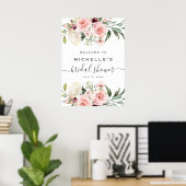 Roze Rozen Bruiloft Feest Welkomstbord Poster (Thuiskantoor)