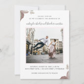 Roze rozen bruiloft foto uitnodiging (Voorkant)