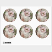 roze rozen bruiloft Gift Seal Ronde Sticker (Vel)