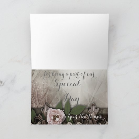  roze rozen bruiloft Hartelijk dank Bedankkaart (Binnen)