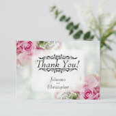 Roze rozen bruiloft Hartelijk dank Bedankkaart (Staand voorkant)