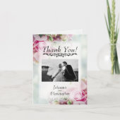 Roze rozen bruiloft Hartelijk dank voor uw foto Bedankkaart (Voorkant)