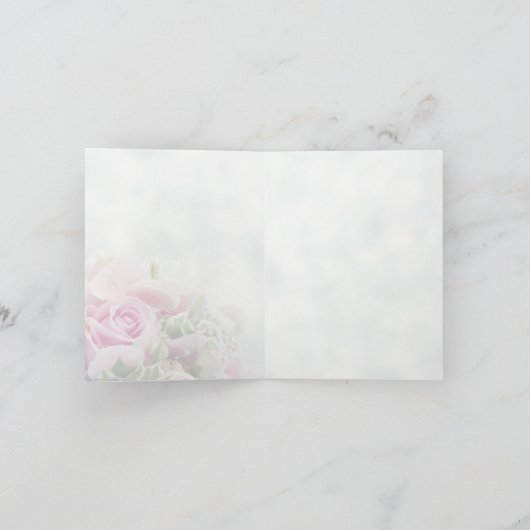 Roze rozen bruiloft Hartelijk dank voor uw foto Bedankkaart (Binnen)