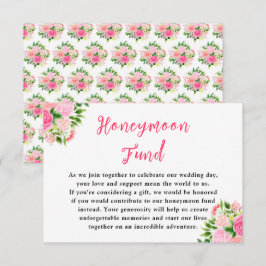 Roze Rozen Bruiloft Honeymoon Fonds Informatiekaartje