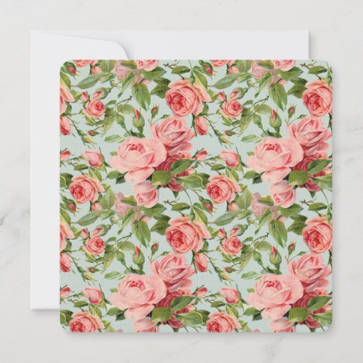  roze rozen bruiloft kaart (Achterkant)