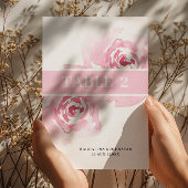 Roze rozen bruiloft kaart