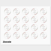 Roze Rozen Bruiloft Klassieke Ronde Sticker (Vel)