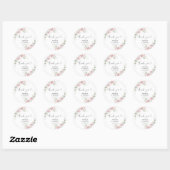 Roze Rozen Bruiloft Klassieke Ronde Sticker (Vel)