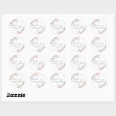 Roze Rozen Bruiloft Klassieke Ronde Sticker (Vel)