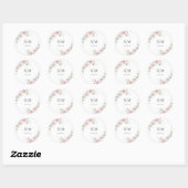 Roze Rozen Bruiloft Klassieke Ronde Sticker (Vel)