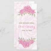 roze rozen bruiloft Menu kaart (Voorkant / Achterkant)