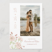 Roze Rozen Bruiloft Modern 'Save the Date' Kaart (Voorkant)