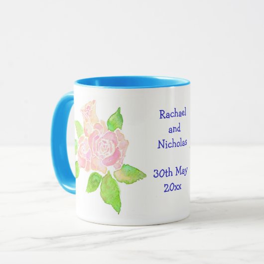   roze rozen bruiloft Mok (Voorkant links)