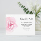 Roze Rozen bruiloft receptie Informatiekaartje (Staand voorkant)