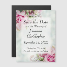 Roze Rozen Bruiloft Save the Date Magnetische Kaar Uitnodiging