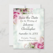 Roze Rozen Bruiloft Save the Date Magnetische Kaar Uitnodiging (Voorkant)