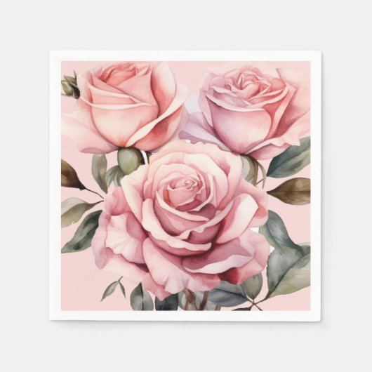 Roze Rozen Bruiloft Servet (Voorkant)