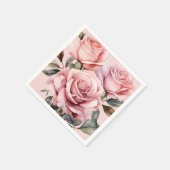 Roze Rozen Bruiloft Servet (Hoek)