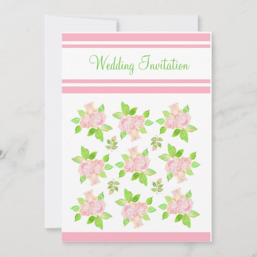  roze rozen bruiloft uitnodiging (Voorkant)