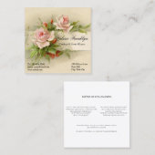 roze rozen bruiloft vierkante visitekaartje (Voorkant / Achterkant)