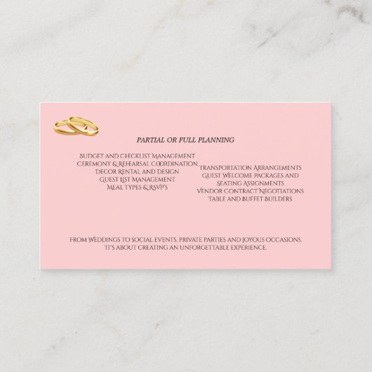 roze rozen bruiloft visitekaartje (Achterkant)