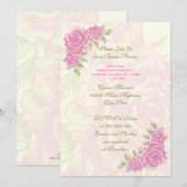  roze rozen bruiloft vrijgezellenfeest uitnodigen kaart (Voorkant / Achterkant)