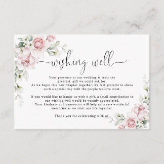 Roze Rozen Bruiloft Wishing Well Kaart