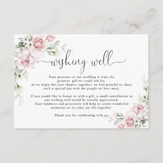 Roze Rozen Bruiloft Wishing Well Kaart (Voorkant)