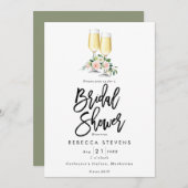 roze rozen bubbly bridale doucheuitnodiging kaart (Voorkant / Achterkant)