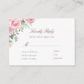 Roze rozen budget bruiloft RSVP-kaartbehuizing Informatiekaartje (Voorkant)