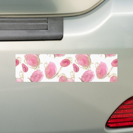 Roze rozen bumpersticker (Op auto)
