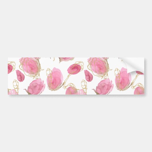 Roze rozen bumpersticker (Voorkant)