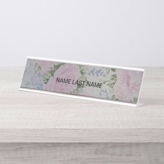 Roze Rozen  Bureau Naambordje (Voorkant)