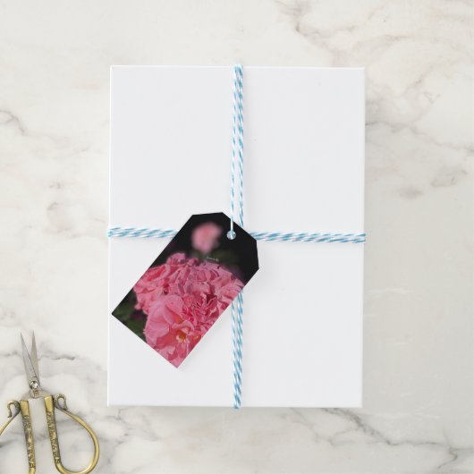 Roze rozen cadeaulabel (Met Touw)