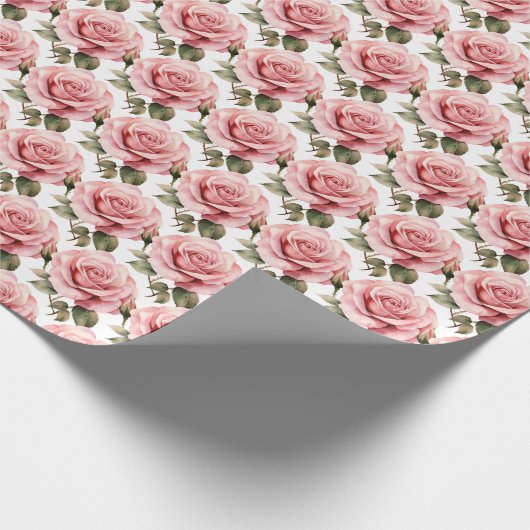 Roze rozen cadeaupapier (Hoek)