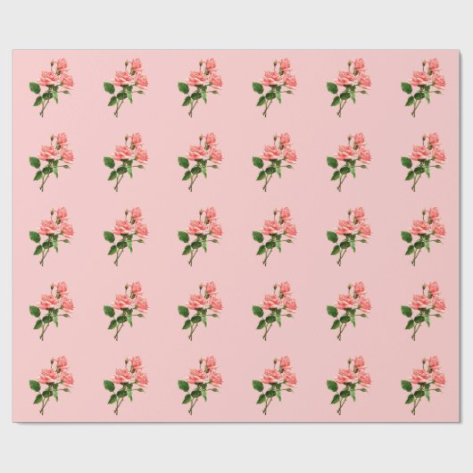 Roze Rozen Cadeaupapier (Vlak)