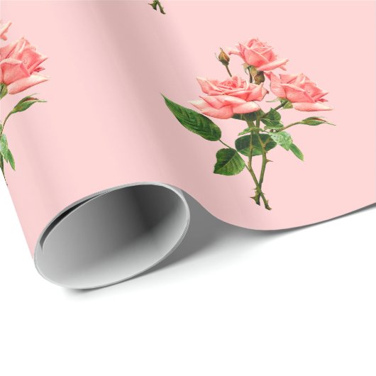 Roze  Rozen Cadeaupapier (Rol Hoek)