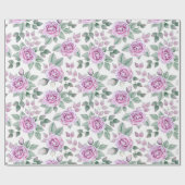 Roze rozen cadeaupapier (Vlak)
