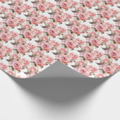 Roze rozen cadeaupapier (Hoek)